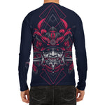 Geometric Samurai Mask Print Men's Long Sleeve Rash Guard