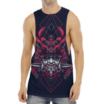 Geometric Samurai Mask Print Men's Muscle Tank Top