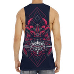 Geometric Samurai Mask Print Men's Muscle Tank Top