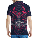 Geometric Samurai Mask Print Men's Polo Shirt