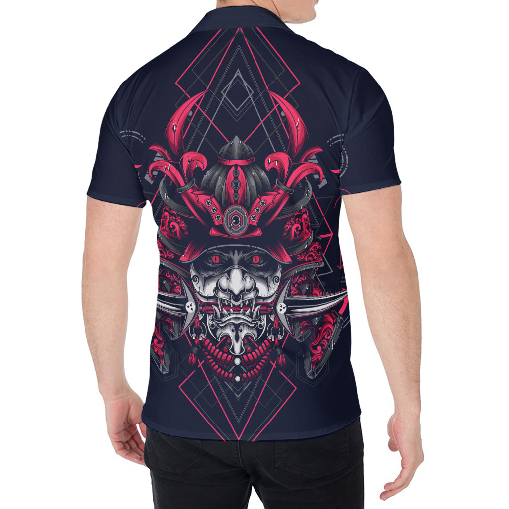 Geometric Samurai Mask Print Men's Shirt