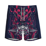 Geometric Samurai Mask Print Men's Sports Shorts