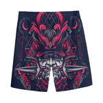 Geometric Samurai Mask Print Men's Sports Shorts