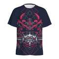 Geometric Samurai Mask Print Men's Athletic T-Shirt