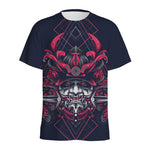 Geometric Samurai Mask Print Men's Sports T-Shirt