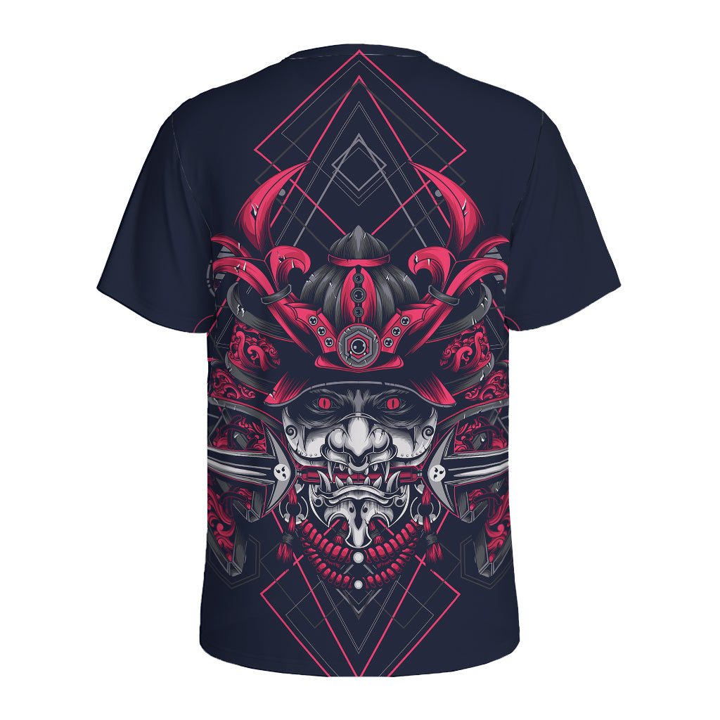Geometric Samurai Mask Print Men's Sports T-Shirt