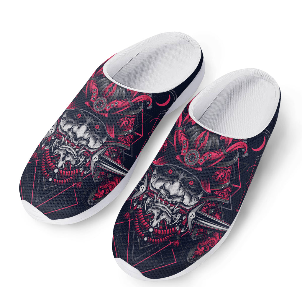 Geometric Samurai Mask Print Mesh Casual Shoes