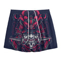 Geometric Samurai Mask Print Mesh Shorts