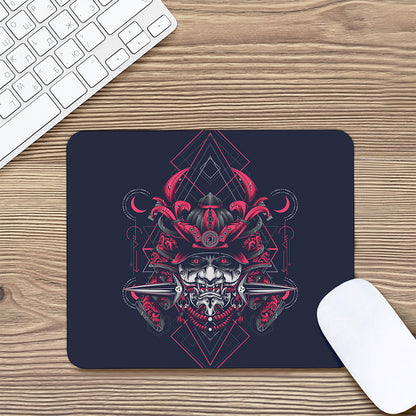 Geometric Samurai Mask Print Mouse Pad