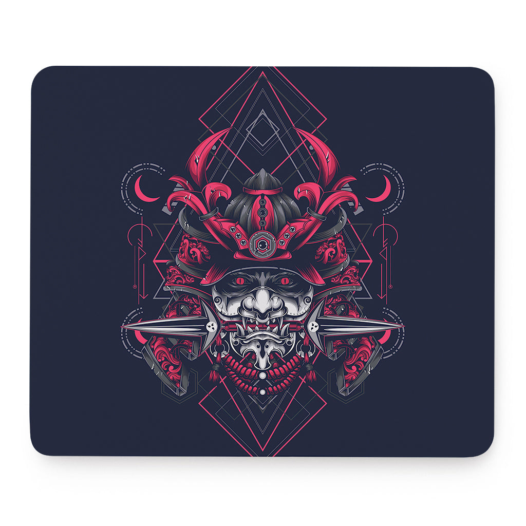 Geometric Samurai Mask Print Mouse Pad