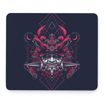 Geometric Samurai Mask Print Mouse Pad