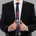 Geometric Samurai Mask Print Necktie