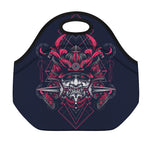 Geometric Samurai Mask Print Neoprene Lunch Bag