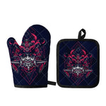 Geometric Samurai Mask Print Oven Mitt And Pot Holder Set