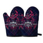 Geometric Samurai Mask Print Oven Mitts