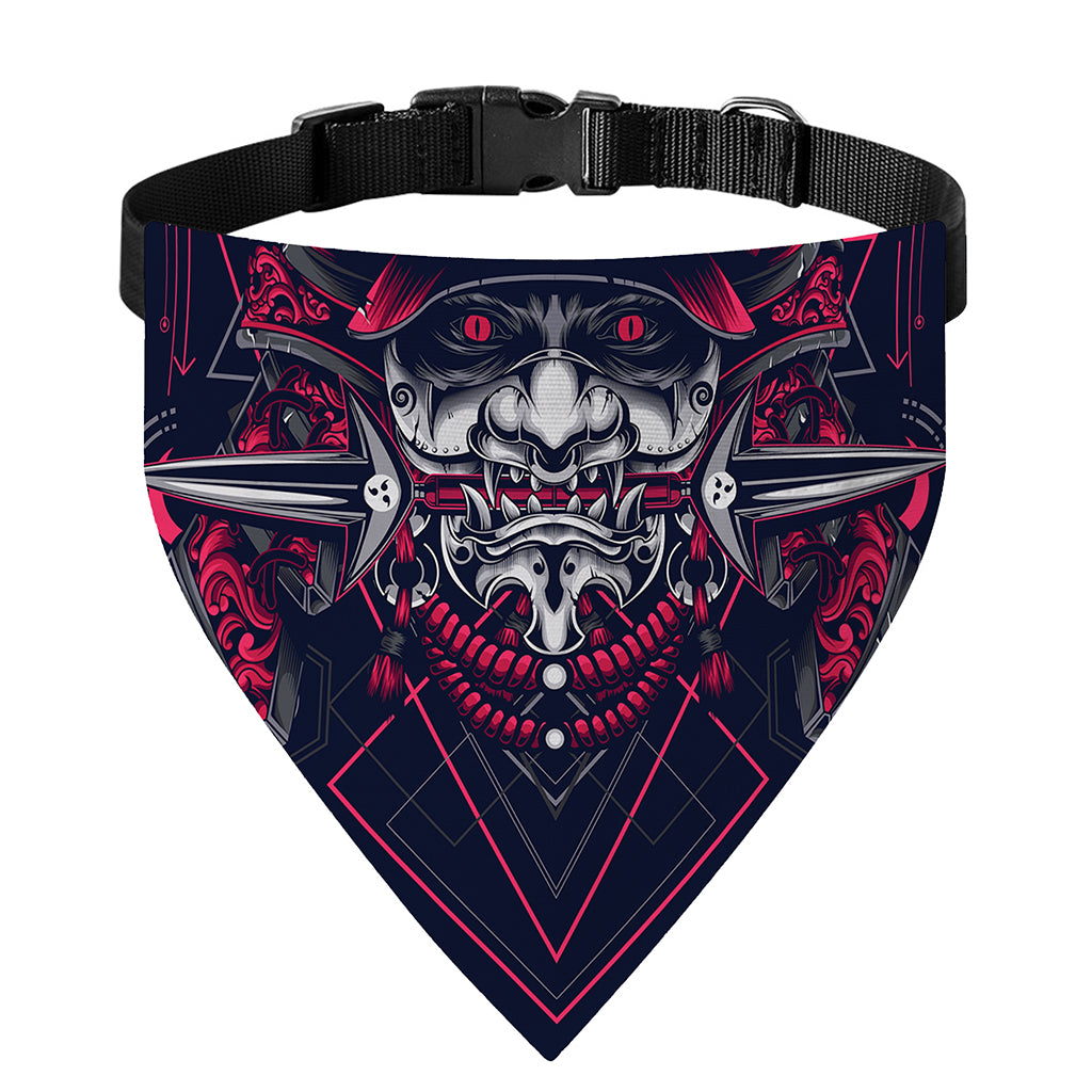 Geometric Samurai Mask Print Over The Collar Dog Bandana