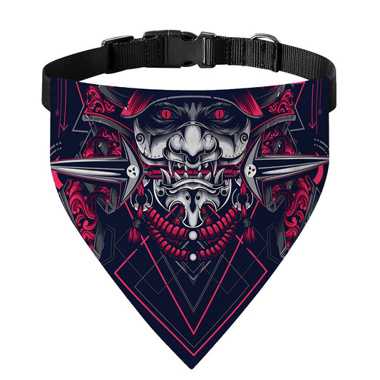 Geometric Samurai Mask Print Over The Collar Dog Bandana