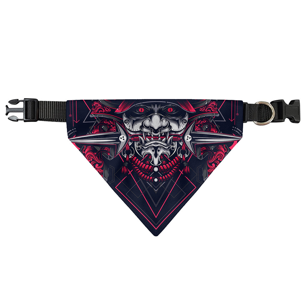 Geometric Samurai Mask Print Over The Collar Dog Bandana