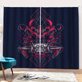 Geometric Samurai Mask Print Pencil Pleat Curtains