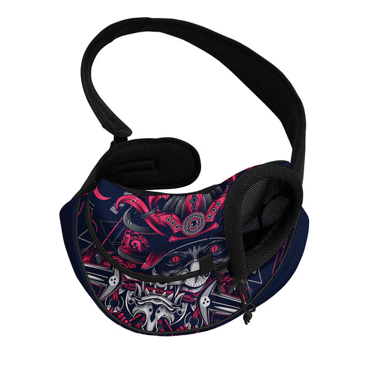 Geometric Samurai Mask Print Pet Sling Carrier