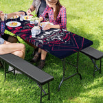 Geometric Samurai Mask Print Picnic Table Cover