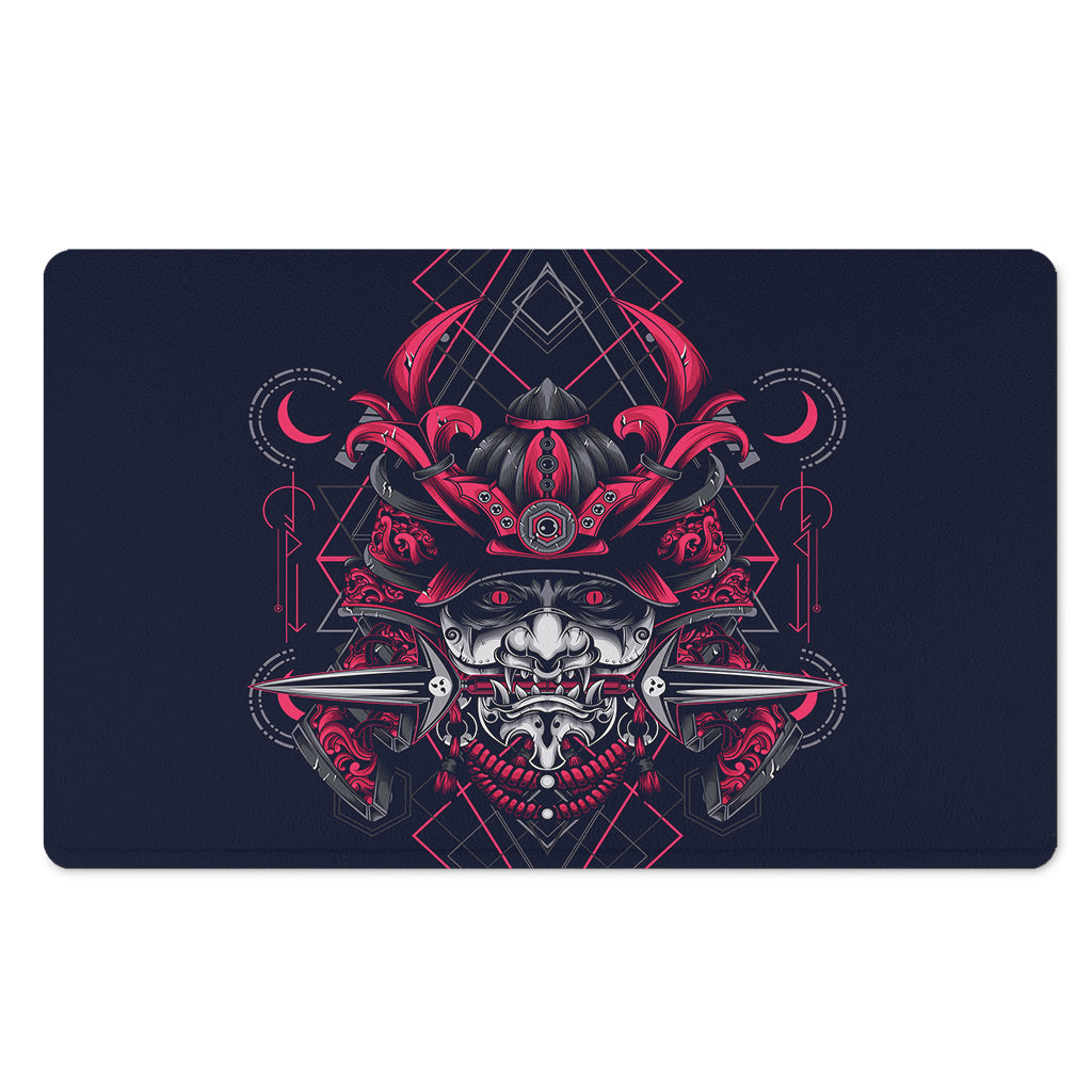 Geometric Samurai Mask Print Polyester Doormat
