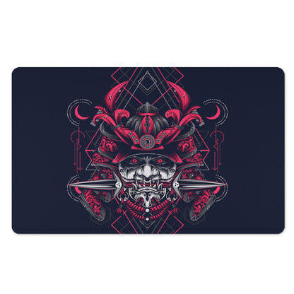 Geometric Samurai Mask Print Polyester Doormat