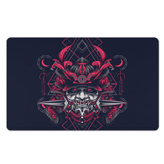Geometric Samurai Mask Print Polyester Doormat