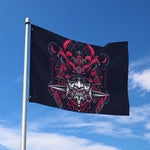 Geometric Samurai Mask Print Polyester Flag