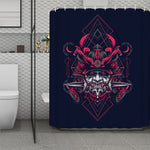 Geometric Samurai Mask Print Polyester Shower Curtain