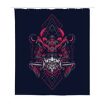Geometric Samurai Mask Print Polyester Shower Curtain