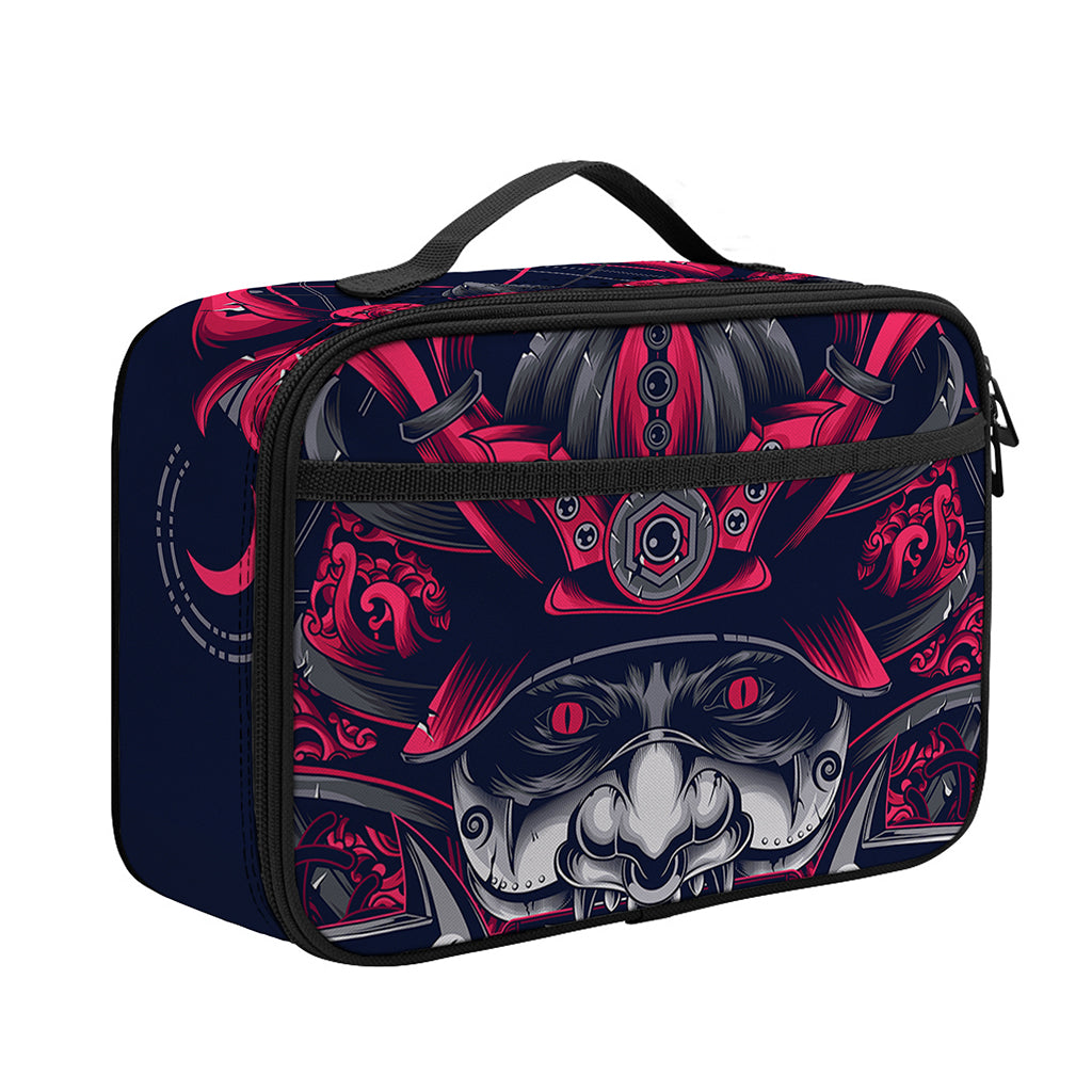 Geometric Samurai Mask Print Portable Lunch Bag