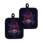 Geometric Samurai Mask Print Pot Holders
