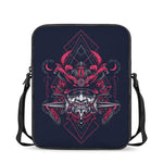 Geometric Samurai Mask Print Rectangular Crossbody Bag