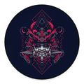 Geometric Samurai Mask Print Round Floor Mat