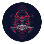 Geometric Samurai Mask Print Round Floor Mat