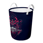 Geometric Samurai Mask Print Round Laundry Basket