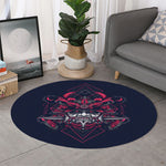 Geometric Samurai Mask Print Round Rug