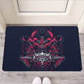 Geometric Samurai Mask Print Rubber Doormat