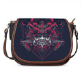 Geometric Samurai Mask Print Saddle Bag