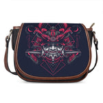 Geometric Samurai Mask Print Saddle Bag