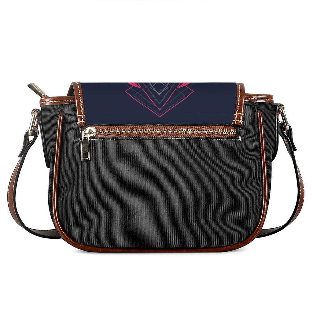 Geometric Samurai Mask Print Saddle Bag
