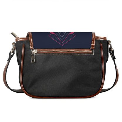 Geometric Samurai Mask Print Saddle Bag