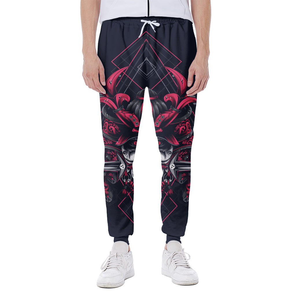 Geometric Samurai Mask Print Scuba Joggers