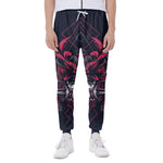 Geometric Samurai Mask Print Scuba Joggers