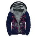 Geometric Samurai Mask Print Sherpa Lined Zip Up Hoodie