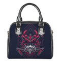 Geometric Samurai Mask Print Shoulder Handbag