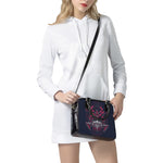 Geometric Samurai Mask Print Shoulder Handbag