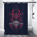 Geometric Samurai Mask Print Shower Curtain