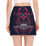Geometric Samurai Mask Print Side Slit Mini Skirt